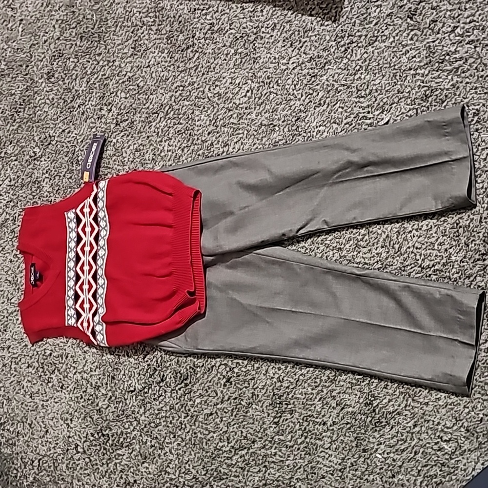 Boys dress pants and sweater vest